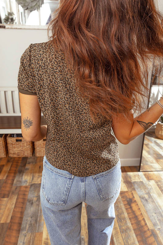 LDC Khaki Fierce Leopard Crew Neck T Shirt|S-4X: Khaki