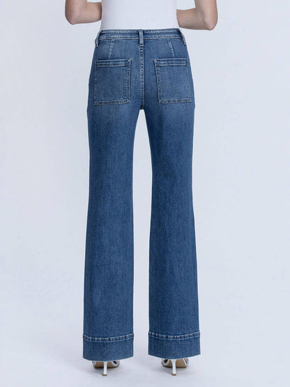 FLYING MONKEY HIGH RISE PATCH POCKET VINTAGE FLARE JEANS