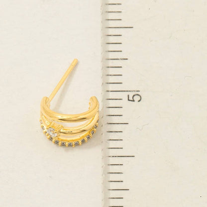Pave Layered Hoop Huggie Earrings: G