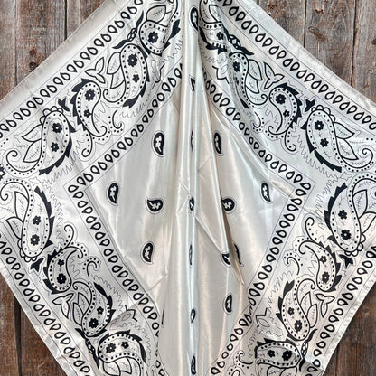 Cream & Black Paisley Wild Rag - Western Scarf