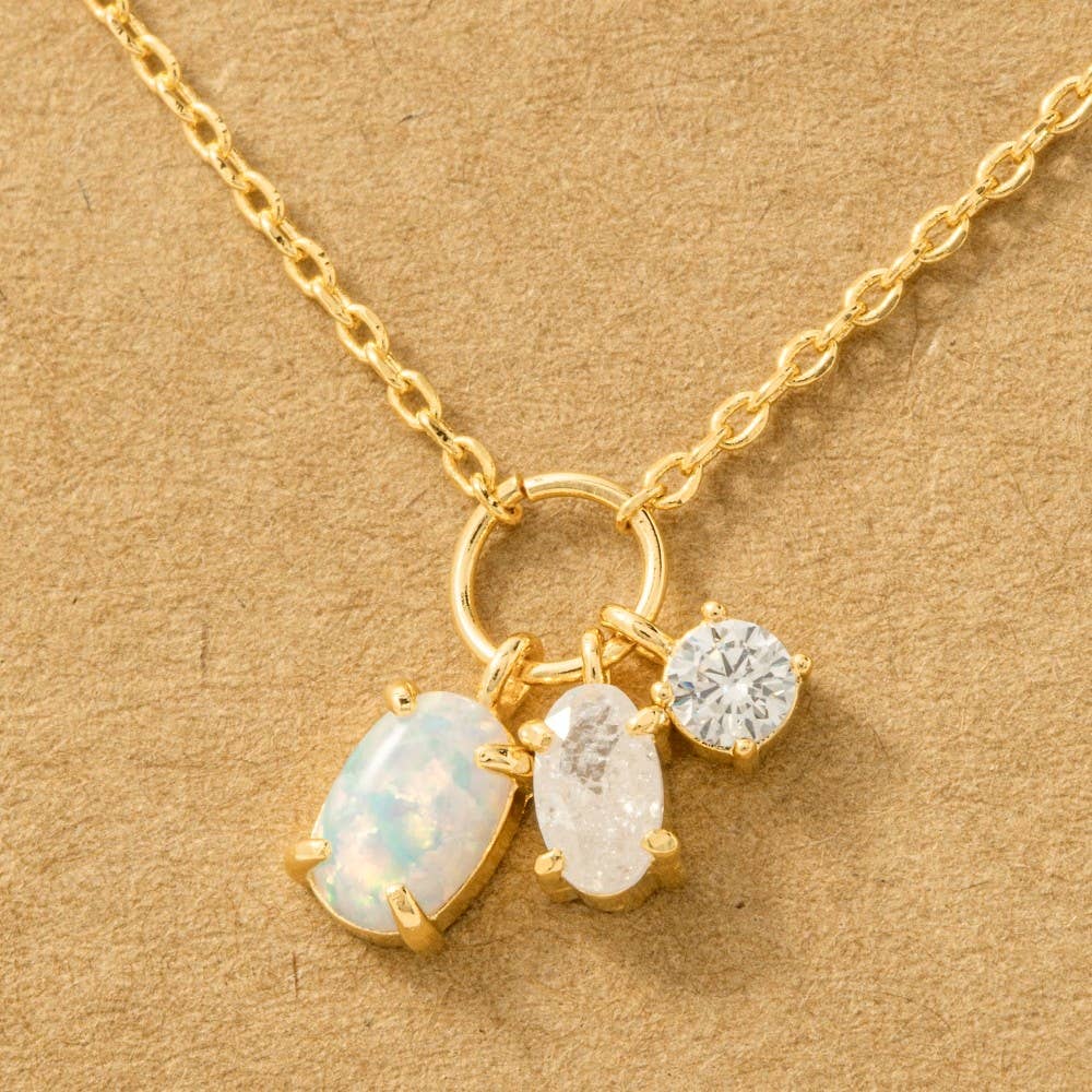 Dainty Opal Crystal Charm Necklace: G