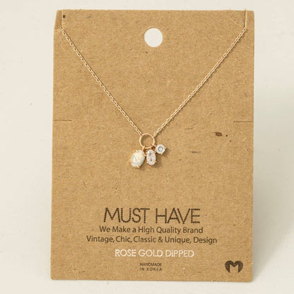 Dainty Opal Crystal Charm Necklace: S