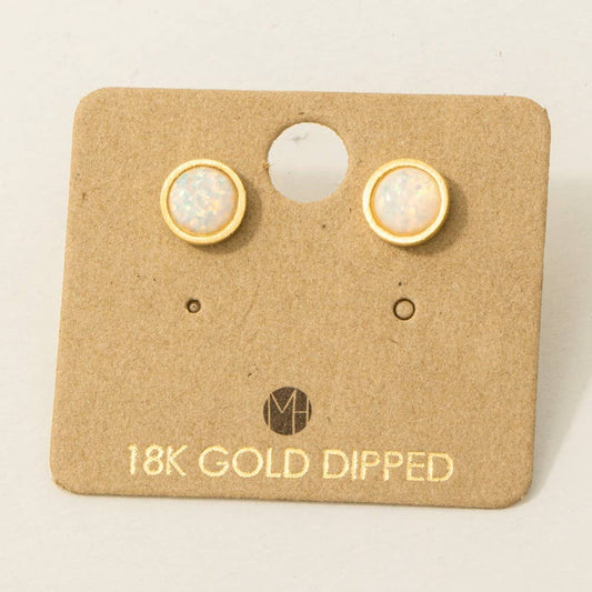 Circular Opal Stud Earrings: G