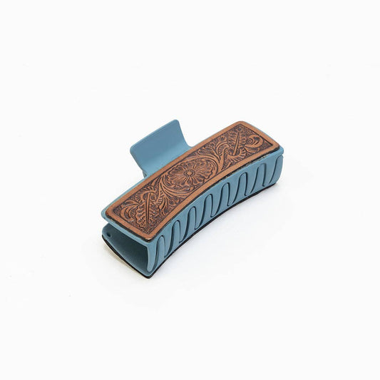 Everline Handtooled Hairclip in Sky Blue: Sky Blue