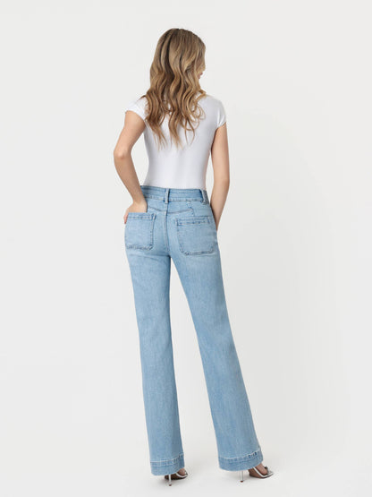 90'S VINTAGE SUPER HIGH RISE FLARE JEANS F5655: BANG ON BLUE