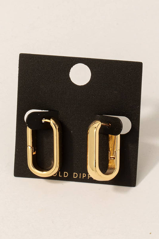 Gold Dipped Wide Oval Hinge Hoop Earrings: Gold