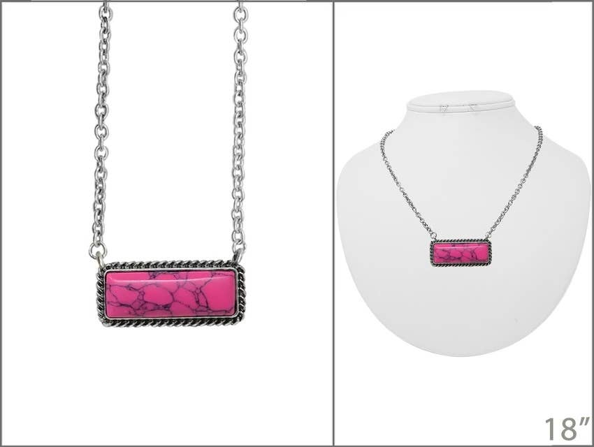 Western Semi Stone Bar Necklace: BLACK