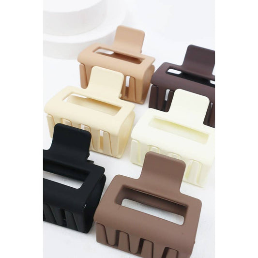 Neutral Tone Matte Rectangle Medium Hair Clip: MIX COLOR
