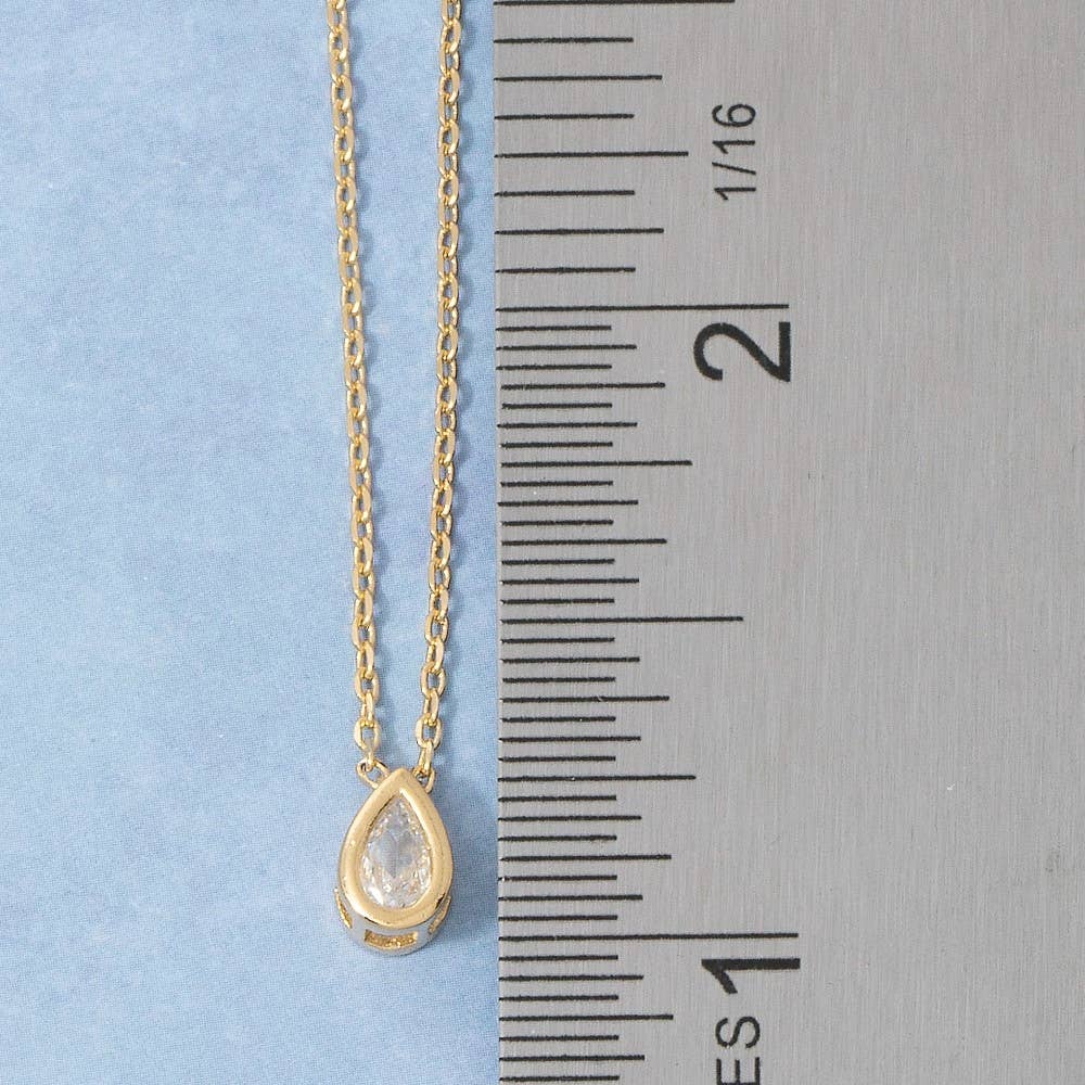 Teardrop Cz Pendant Chain Necklace: S