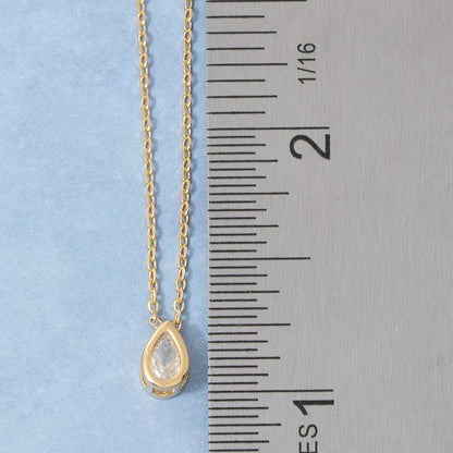 Teardrop Cz Pendant Chain Necklace: S
