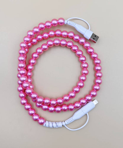 BEADED PHONE CHARGING CABLE 4-IN-1 : White
