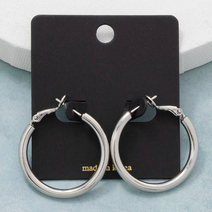 Classic Latch Tube Hoop Earrings: S