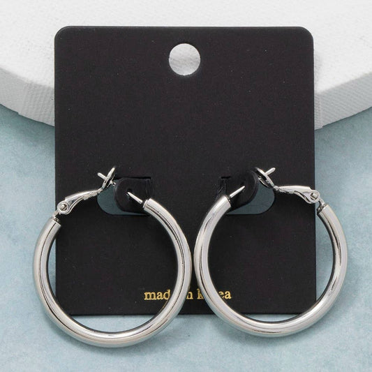 Classic Latch Tube Hoop Earrings: S