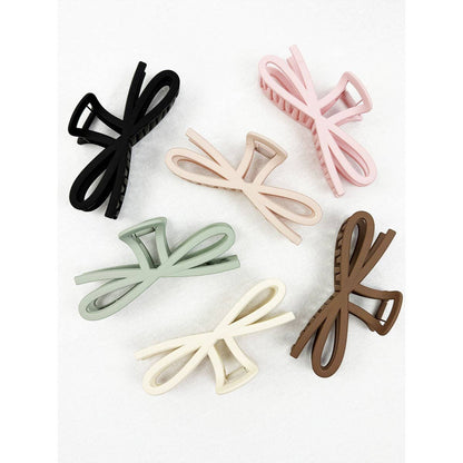 Soft Tone Jumbo Knotted Bow Hair Clip Claw: MIX COLOR