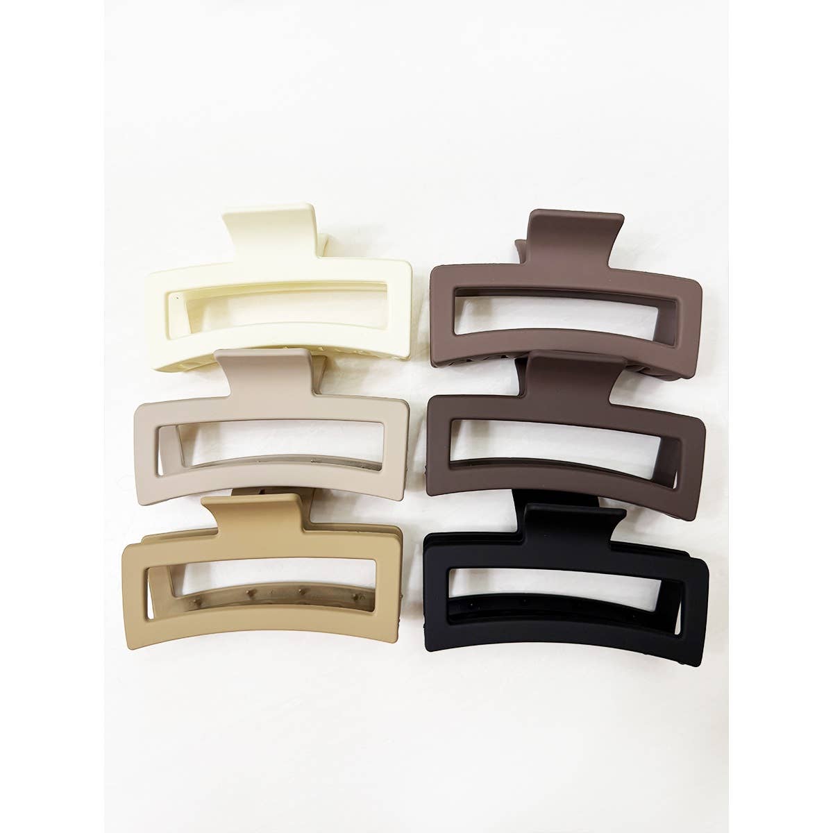 Matte Jumbo Cut Out Rectangle Hair Claw: MIX COLOR