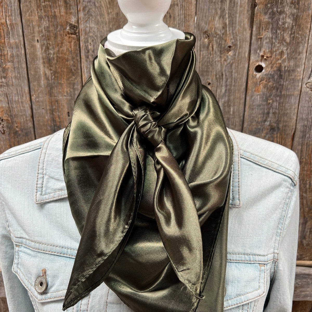 35X35" Solid Olive Green Wild Rag - Western Scarf