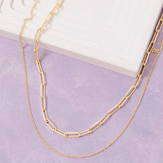 Double Chain Layered Necklace: G