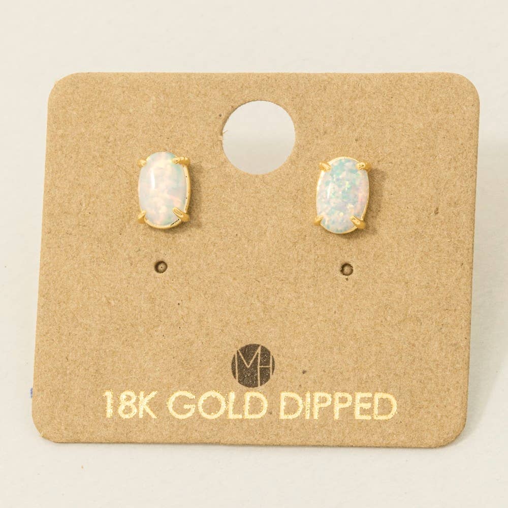 Gold Dipped Opal Stone Stud Earrings: G