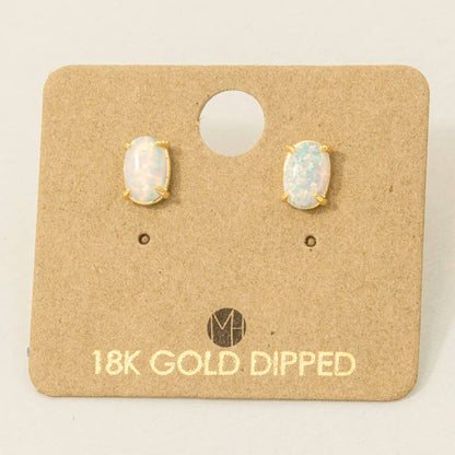 Gold Dipped Opal Stone Stud Earrings: G