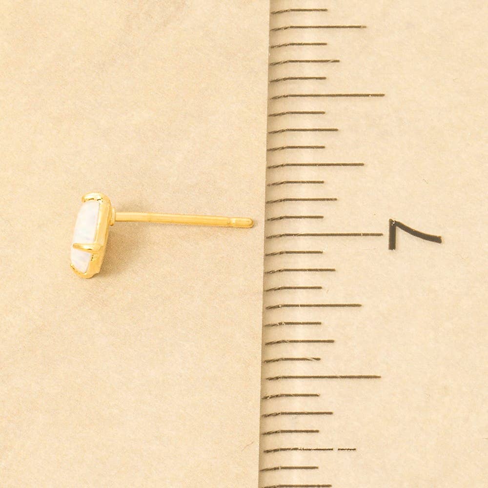 Gold Dipped Opal Stone Stud Earrings: G