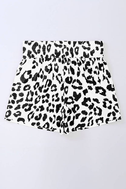 66 Leopard/Checkered High Waisted Athletic Shorts (S-XL): Black Leopard / Missy