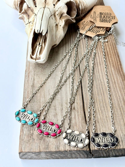 Western WILD Stone Pendant Necklace: Turquoise