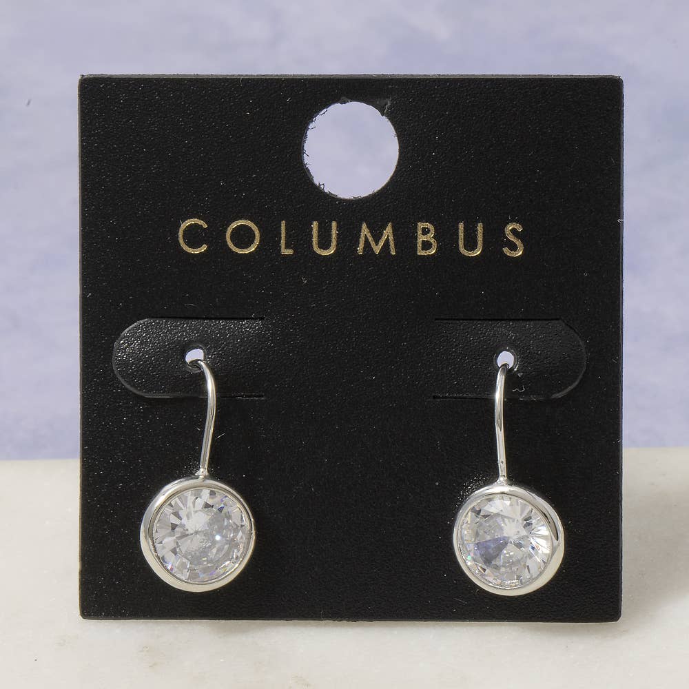 Gold Dipped Round Cz Bezel Drop Earrings: 2SILVER