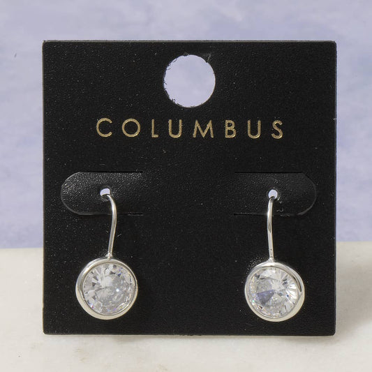 Gold Dipped Round Cz Bezel Drop Earrings: 2SILVER