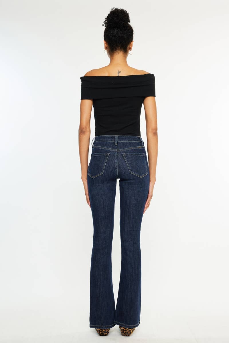 OPEN PACK HIGH RISE BOOTCUT JEANS-KC70005D: DARK