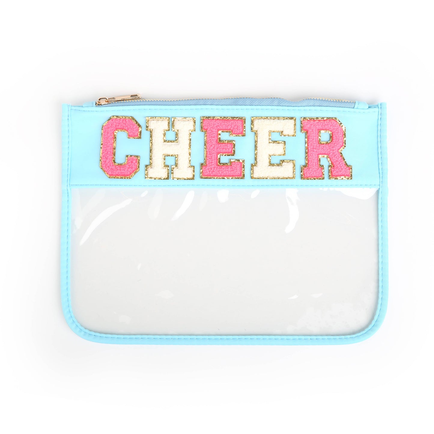 Varsity Letter Patch Clear Zippered Pouch Bag - CHEER