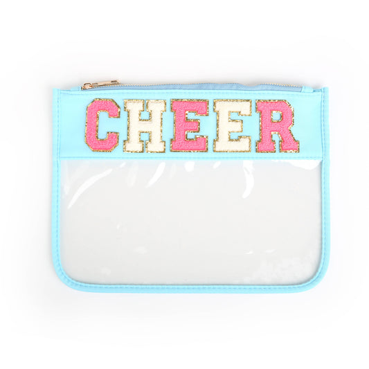 Varsity Letter Patch Clear Zippered Pouch Bag - CHEER