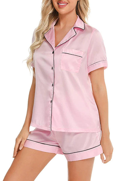 Basic Contrast Piping Lounge Set: Pink