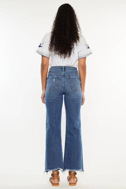 OPEN PACK HIGH RISE SLIM WIDE LEG JEANS-KC2529M-OP: MEDIUM