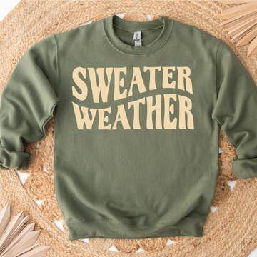 Sweater Weather Graphic Sweater: Military Green Sweatshirt