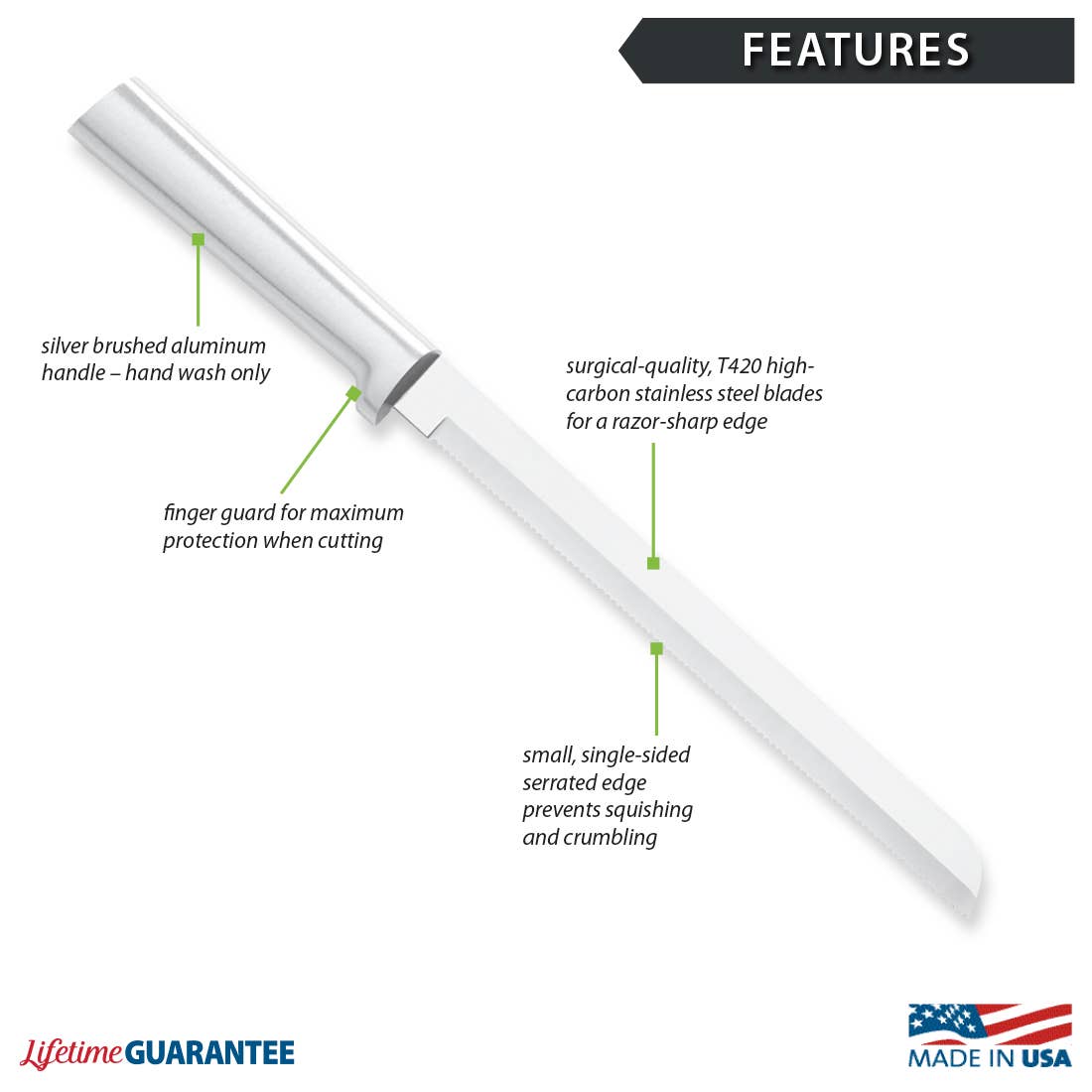 Silver 8" Bread Knife
