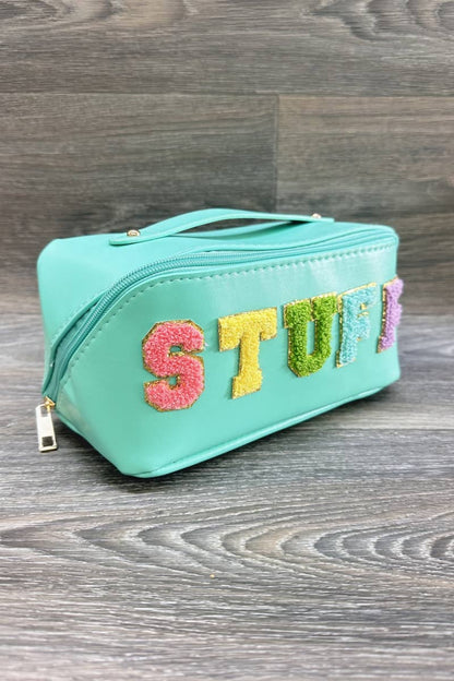 PU MAKEUP BAG WITH STUFF : Turquoise