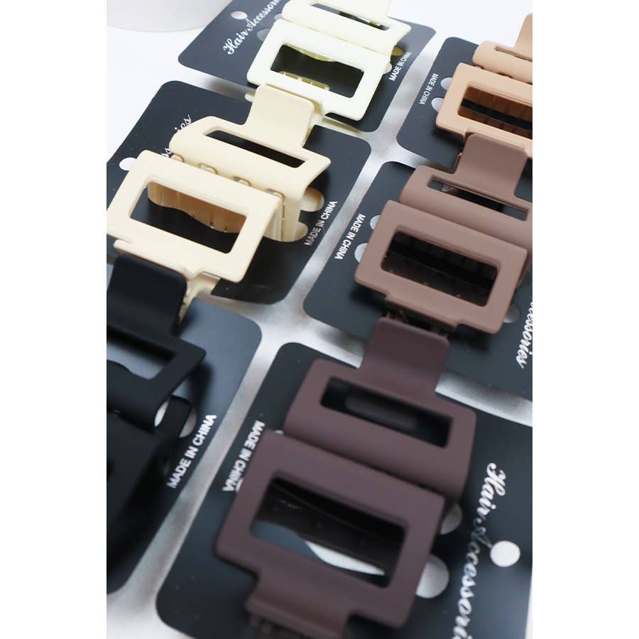 Neutral Tone Matte Rectangle Medium Hair Clip: MIX COLOR