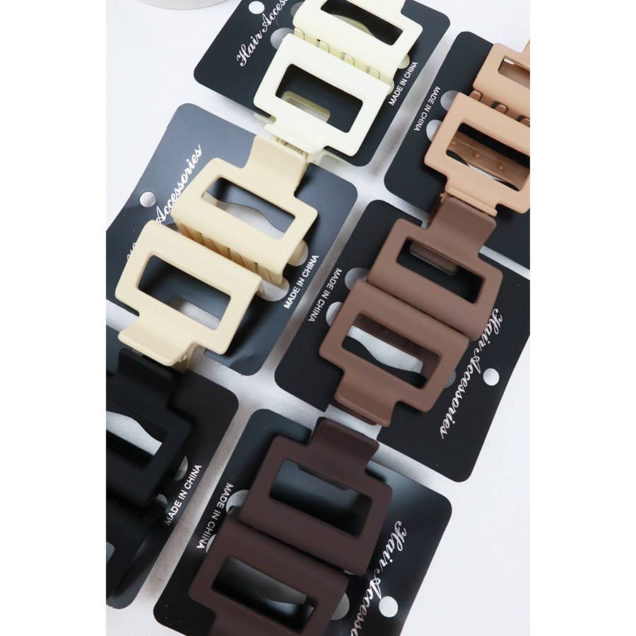 Neutral Tone Matte Rectangle Medium Hair Clip: MIX COLOR