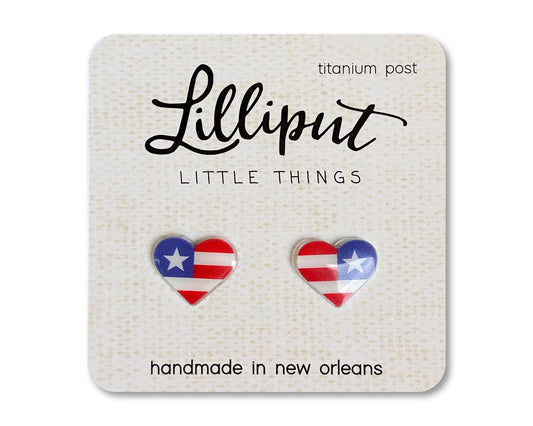American Flag Heart Earrings // Fourth of July // July 4