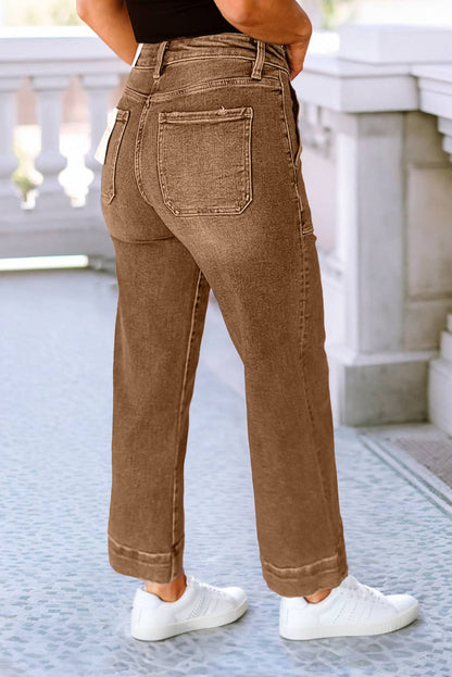 LDC Cropped High Rise Wide Leg Jeans: Brown