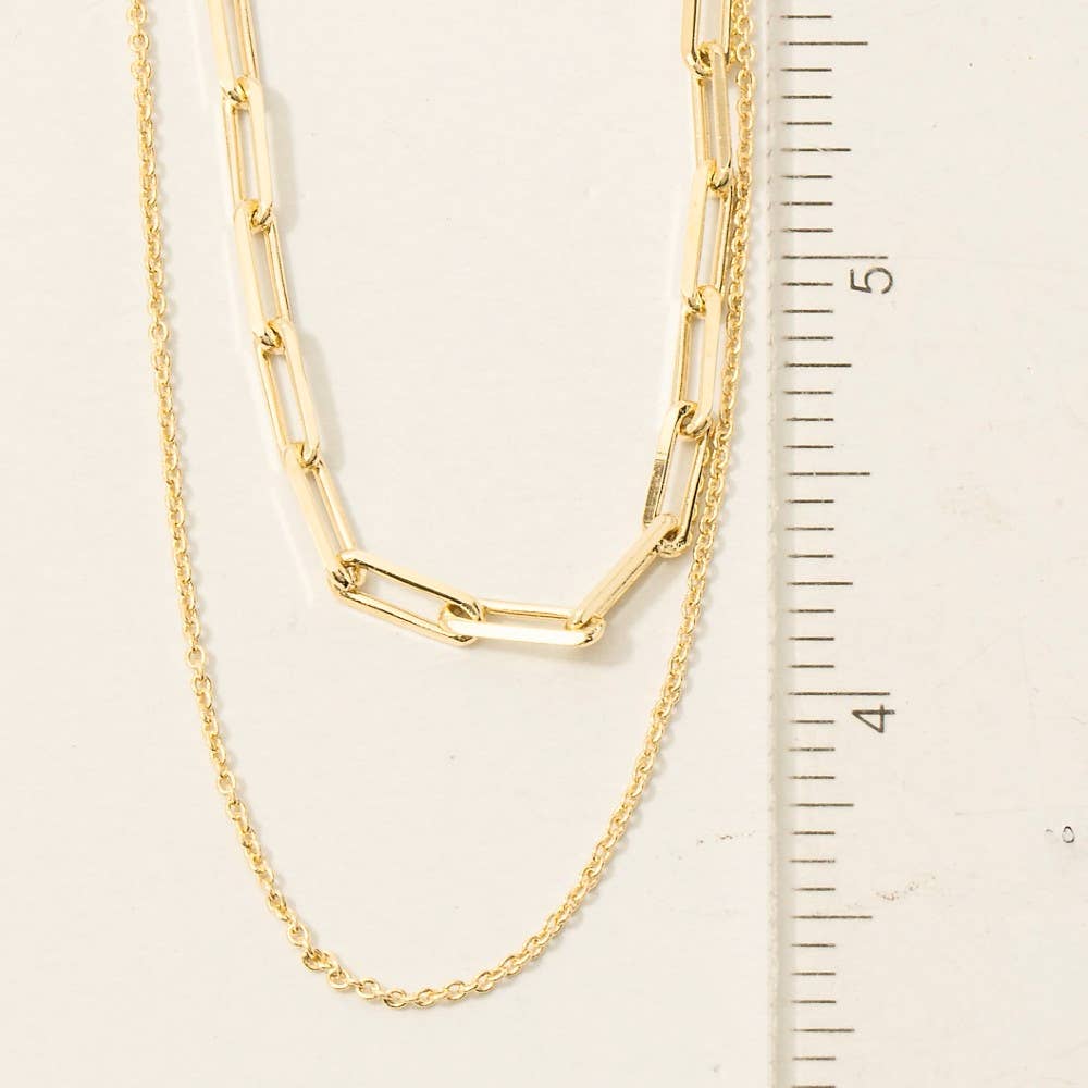 Double Chain Layered Necklace: G