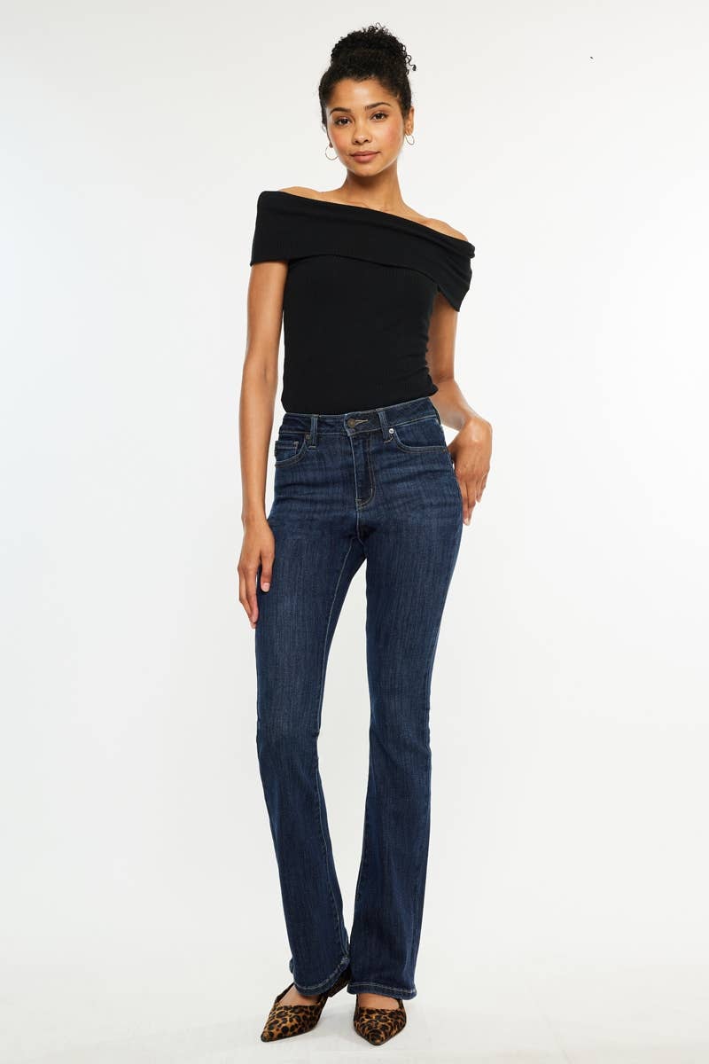 OPEN PACK HIGH RISE BOOTCUT JEANS-KC70005D: DARK