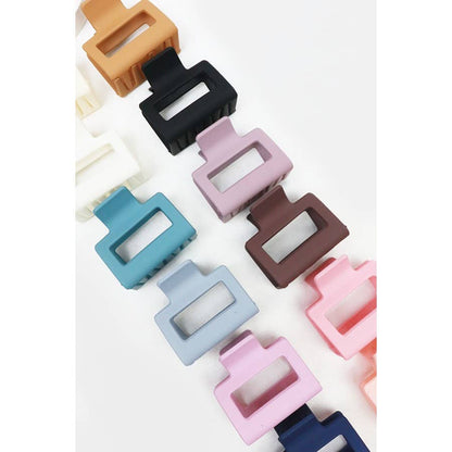 Matte Color Rectangle Medium Hair Clip: MIX COLOR