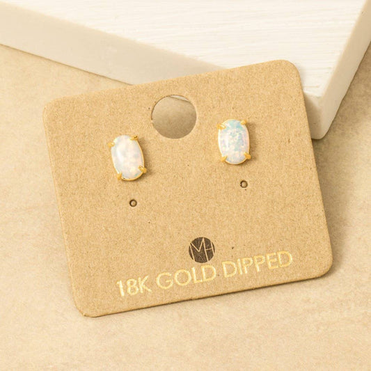 Gold Dipped Opal Stone Stud Earrings: G