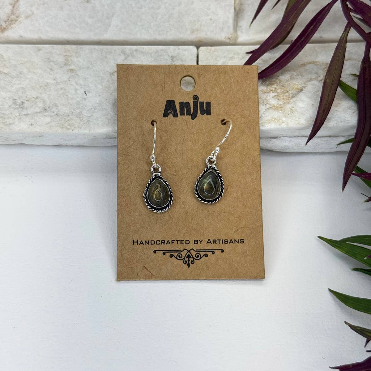 Handcrafted Semiprecious Small Stone Earrings - Labradorite