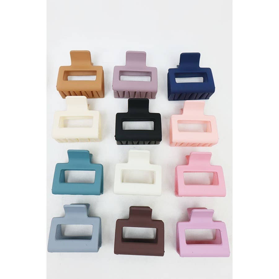 Matte Color Rectangle Medium Hair Clip: MIX COLOR