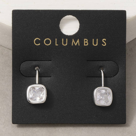 Gold Dipped Small Cushion Bezel Cz Wire Drop Earrings: 2SILVER