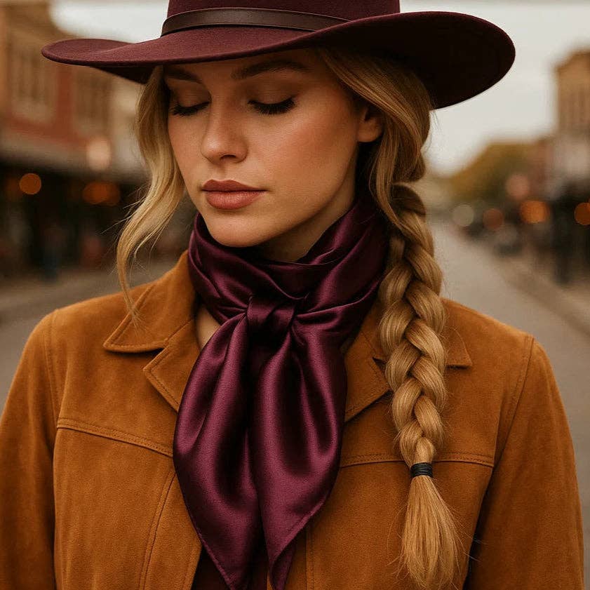 35X35" Solid Plum  Wild Rag - Western Scarf