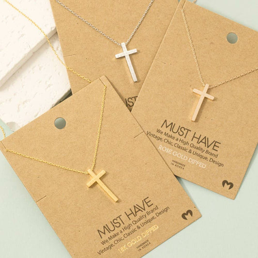 Gold Dipped Cross Pendant Necklace: G
