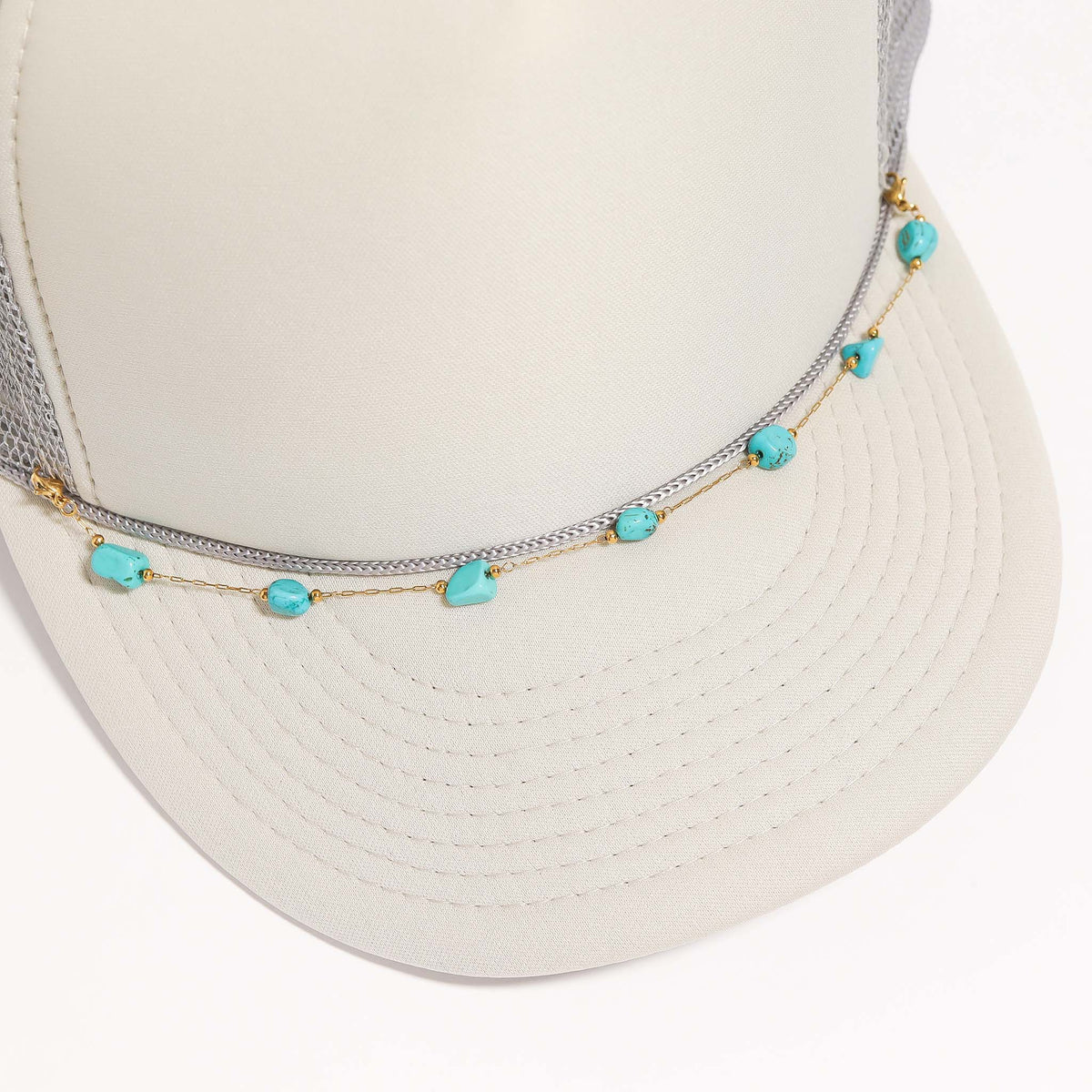 Trucker Hat Chain: Turquoise Stone Chain: Stainless
